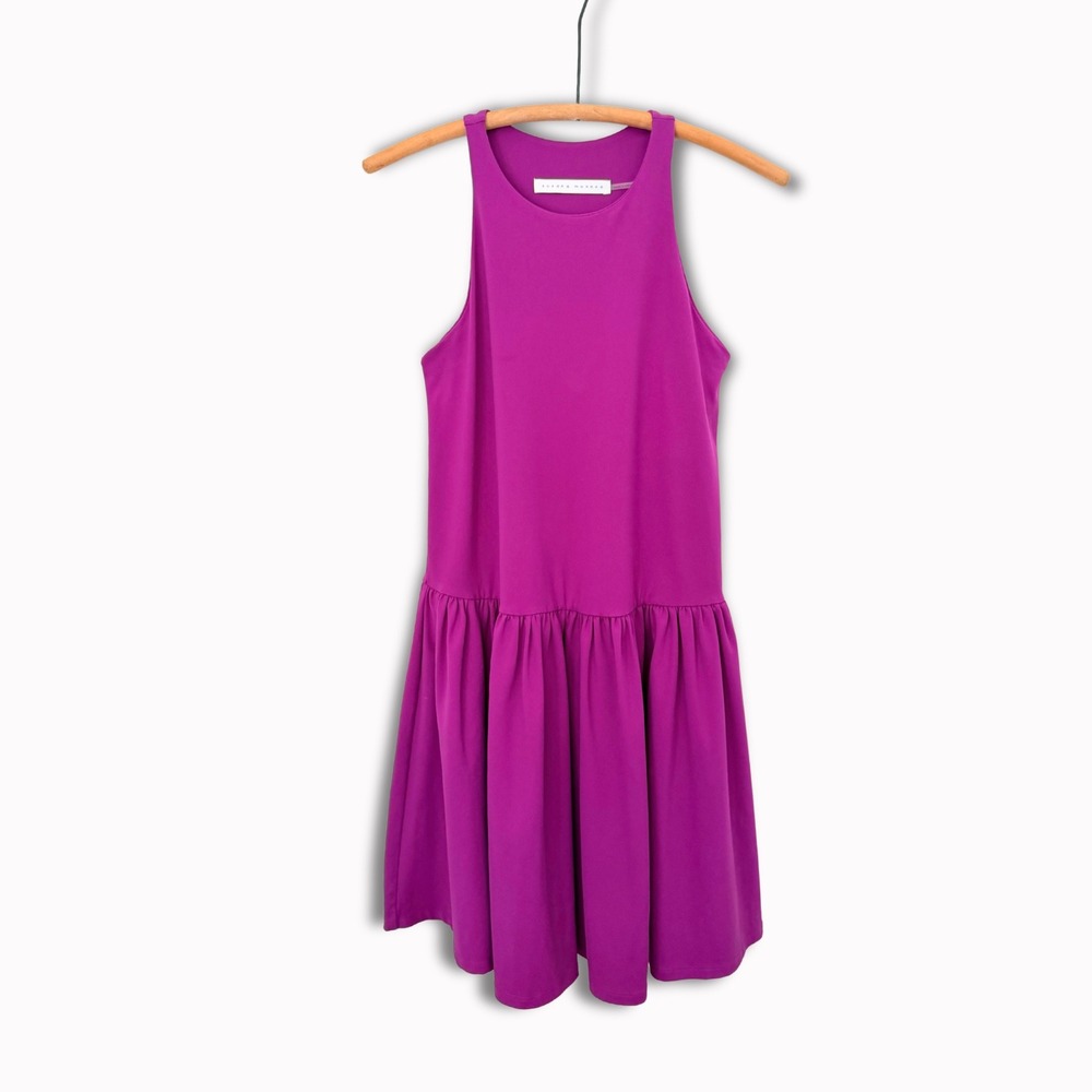 Susana Monaco Racer Gathered Mini Dress Magenta Drop Waist S Dopamine EUC